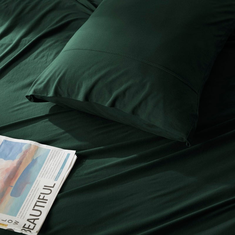H HOUSEHOLD Household 100% Jersey Cotton Queen Size Pillowcase 20â€x30â€-Light Weight, Comfortable, Super Soft Pillow Case with Envelope Closure Extremely Durable Set of 2 (Dark Green, Queen Size Pillowcase) - Image 3